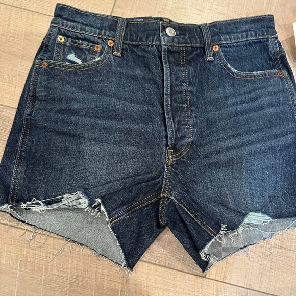 Gap Denim Cheeky High-Rise Cutoff Shorts 27 Tall Dark Wash Low Stretch NEW - Picture 2 of 8
